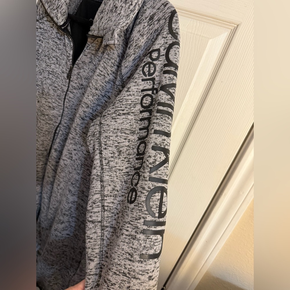 Calvin Klein Women's Heathered Gray & black sweater Jacket XL not faded - Picture 2 of 9
